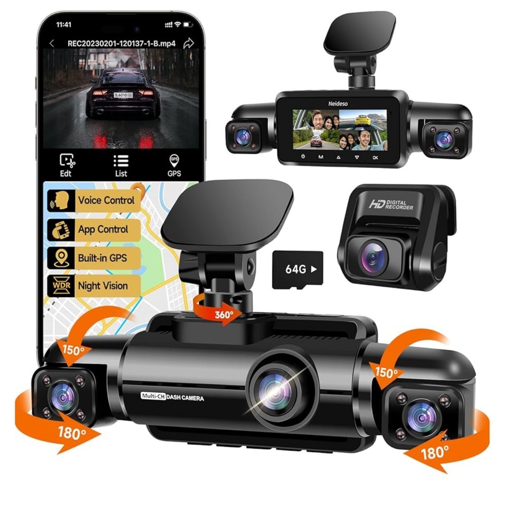 Neideso Black Dash Camera with GPS and Voice Control